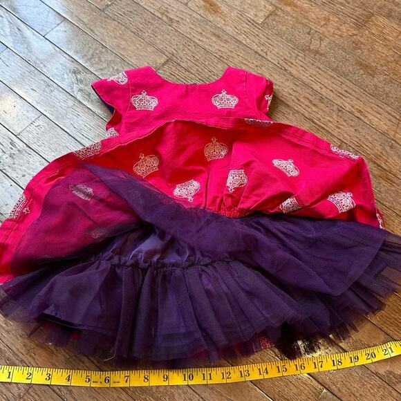 Genuine Kids by OshKosh Girls' Red Dress with Gold Crown Embroidery - Size 3T - Picture 3 of 12